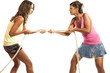 two girls will compete in the tug of rope