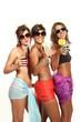 Three sexy girls on white background