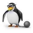 3d Penguin in glasses with ball and chain 3d Penguin in glasses with ball and chain