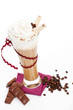 Ice coffee with chocolate and coffee beans. Ice coffee with chocolate and coffee beans.