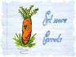 funny carrot cartoon on blue background