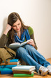 Student teenager girl read book