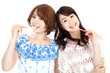 Beautiful young women with toothbrush.. Portrait of asian women.