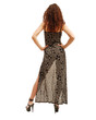 Slender woman through the transparent dress.