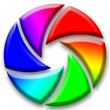 Camera aperture colored like a color wheel