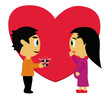 Vector - The man give gifts to pregnant women.