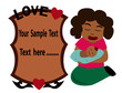 Vector- Mom and baby with modern card,African woman.