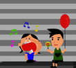 Crying girl.He sought reconciliation the girl with the balloon.