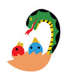 Vector - Snake.Snake is eating chicks.