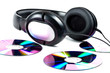 Music concept with Hi-Fi headphones and CD disc