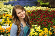 spring: young woman and flowers