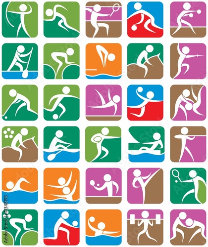 Vector: Summer Sports Symbols – Colorful Summer Sports Symbols – Colorful