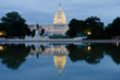 Capitol building with pool reflection at night,  Washington DC