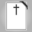 blank mourning card with cross and ribbon