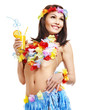 Woman in  costume of Hawaii.