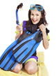 Girl with diving equipment