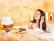 Woman listening to music.