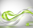 Abstract gray waving background with green element