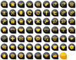 Schwarz-gelbe glossy icons, buttons Sammlung