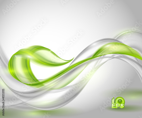 Vector: Abstract gray waving background with green element Abstract gray waving background with green element