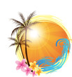 Round background with palm trees Round background with palm trees