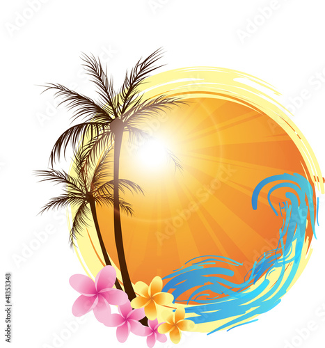 Vector: Round background with palm trees Round background with palm trees