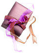 Detaily fotografie Beautiful purple gift box over white background