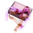 Detaily fotografie Beautiful purple gift box over white background