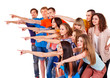 Group people pointing. Group people pointing.