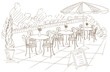 summer street cafe with menu plate vector