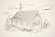 simple village house vector