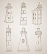 different lighthouses vector set different lighthouses vector set