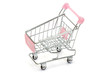 Pink shopping cart on white Pink shopping cart on white