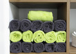wellness towels in a shelf