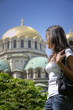 Girl in front of Alexander Nevski Cathedral in Sofia