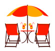 Vector: beach umbrella and deck chairs beach umbrella and deck chairs