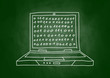 Drawing of laptop on blackboard Drawing of laptop on blackboard