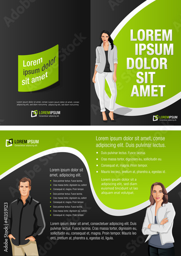 Vector: Black and green template for advertising with business people Black and green template for advertising with business people