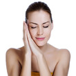 Photo: young closing eyes woman's face with clean skin young closing eyes woman's face with clean skin