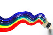 rainbow paint on the white wall