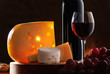Still-life with cheese, grape and wine Still-life with cheese, grape and wine