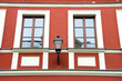 Renovated ancient building wall and retro lamp Renovated ancient building wall and retro lamp