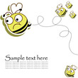 Postcard with a funny bees