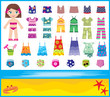 Paper doll with summer set of clothes