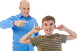 Strict father punishes his son Strict father punishes his son