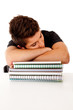 Male student fallen asleep