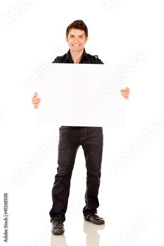 Photo: Man with banner Man with banner