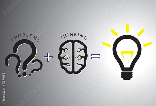 Vector: Problem solution concept - solving it using brain Problem solution concept - solving it using brain