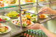 Buffet self service canteen display fresh salad