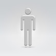 Silver metallic stickman hanging in space